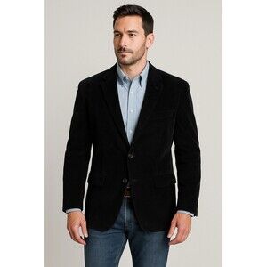 Eddie Bauer Blazer Mens Sz 46 Regular Black Corduroy Classic Heritage